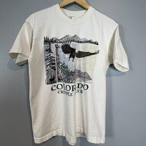 Colorado Cripple Creek Eagle Souvenir T Shirt Single Stitch L DISTRESSED Vtg